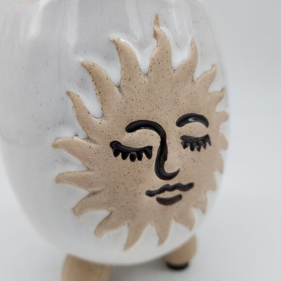 Ceramic Sun Face Planter Pot With Legs 6.25" High 4" Diameter - Picture 10 of 10